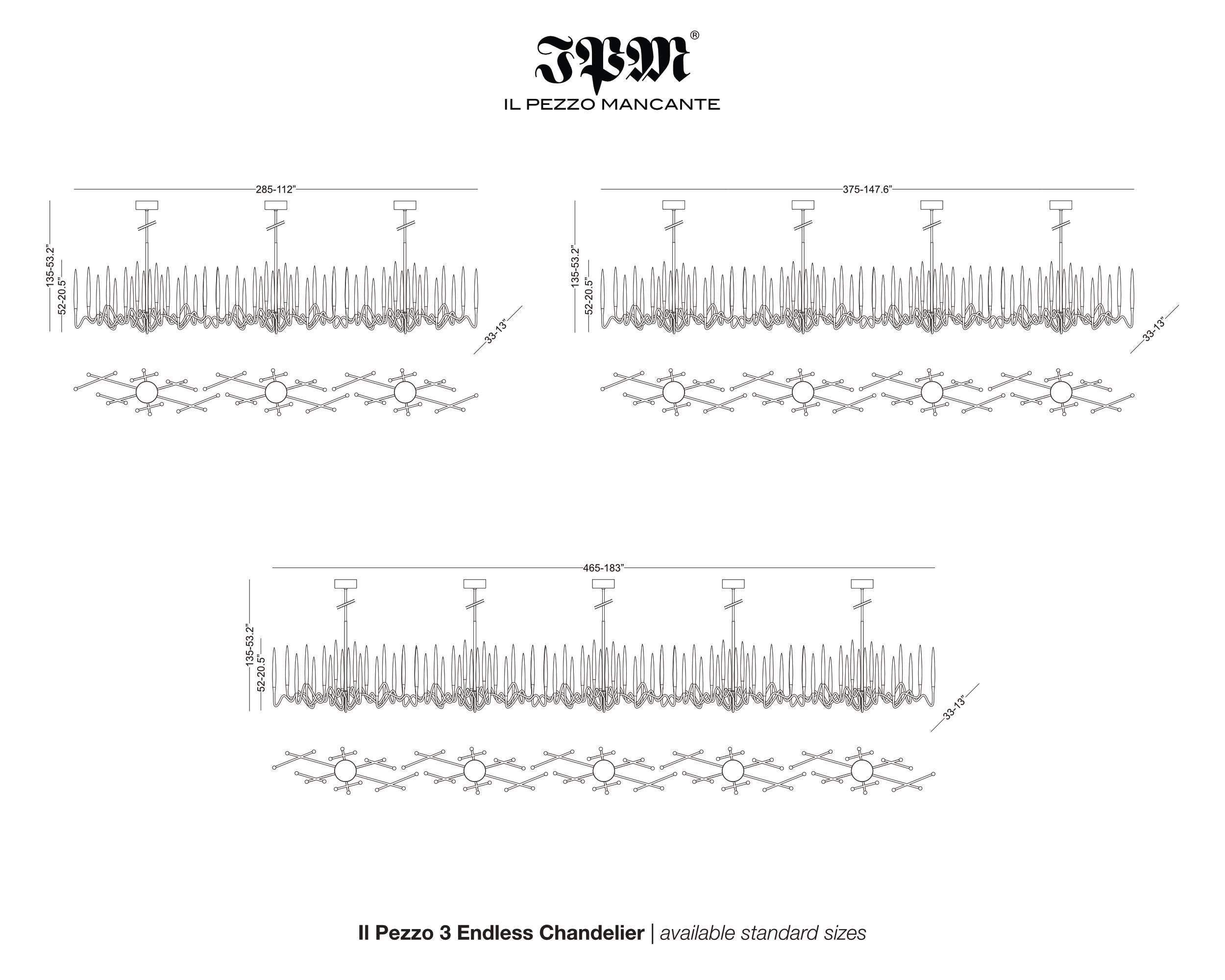 « Il Pezzo 3 Endless Chandelier »- longueur 375 cm/147,6 - bronze - cristal - LED en vente 2