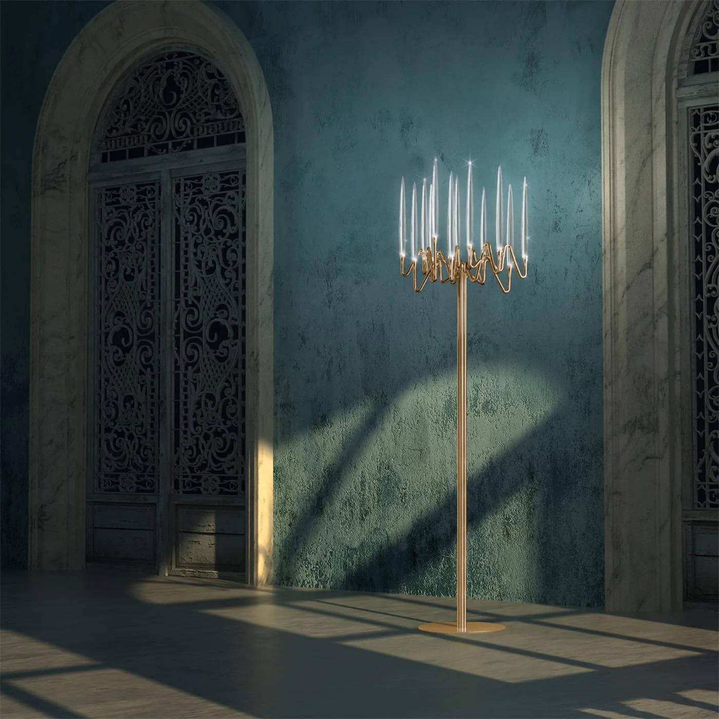 IL PEZZO 3 Gold FLOOR LAMP by Il Pezzo Mancante In New Condition For Sale In Milan, IT