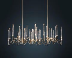 "Il Pezzo 3 Araña Larga" - longitud 150cm/59" - latón satinado - cristal - LEDs