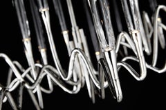 "Il Pezzo 3 Long Chandelier" - length 200cm/78.7” - nickel - crystal - LEDs