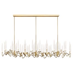 "Il Pezzo 3 Long Chandelier" - length 200cm/78.7” - polished brass - crystal