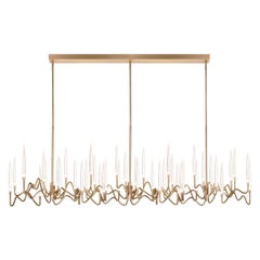 "Il Pezzo 3 Long Chandelier" - length 200cm/78.7” - satin brass - crystal - LEDs