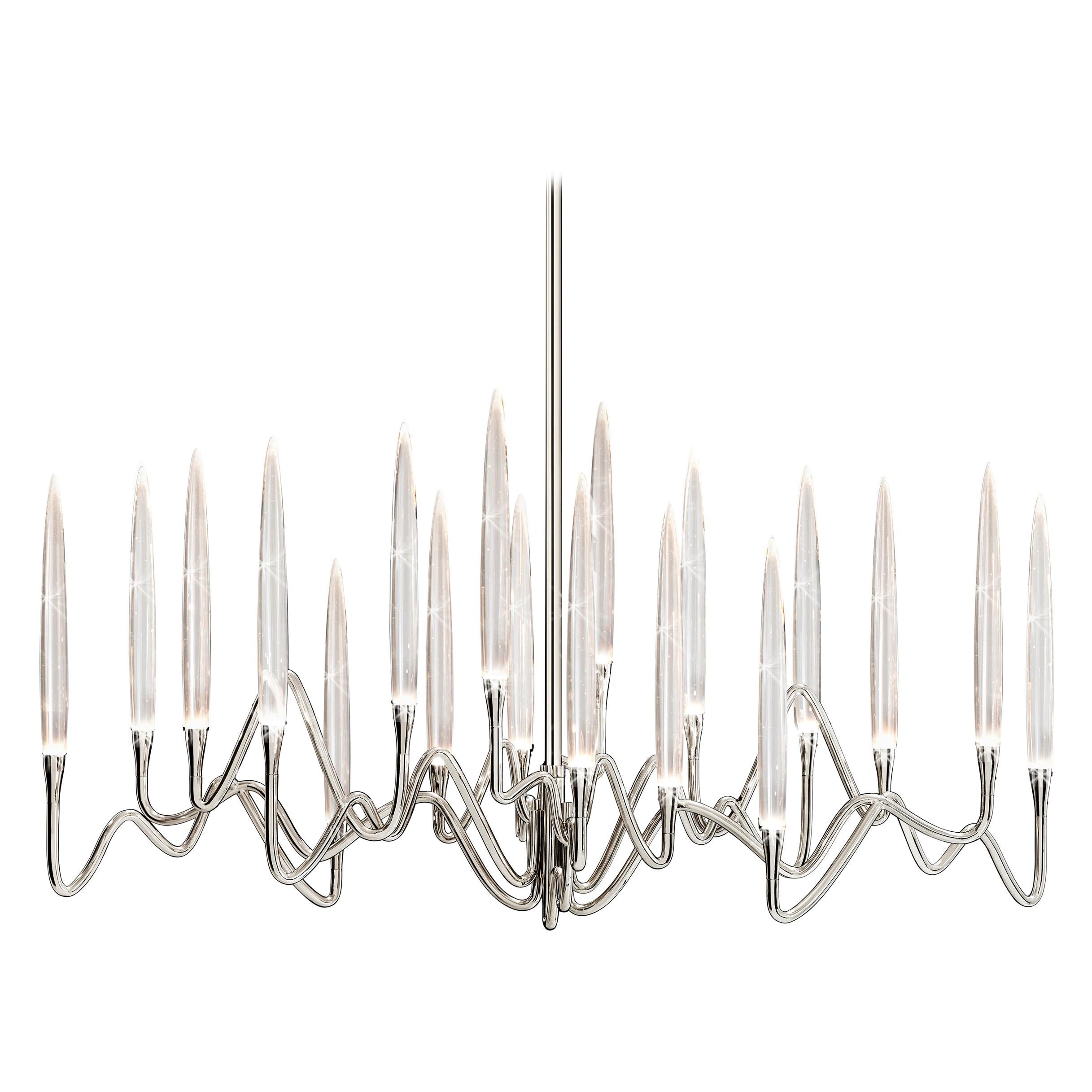 "Il Pezzo 3 Long Chandelier" - length 103cm/40.5” - nickel - crystal - LEDs