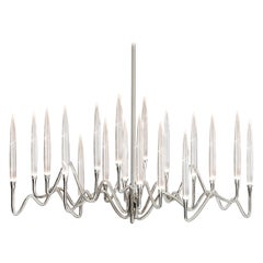 "Il Pezzo 3 Long Chandelier" - length 103cm/40.5” - nickel - crystal - LEDs