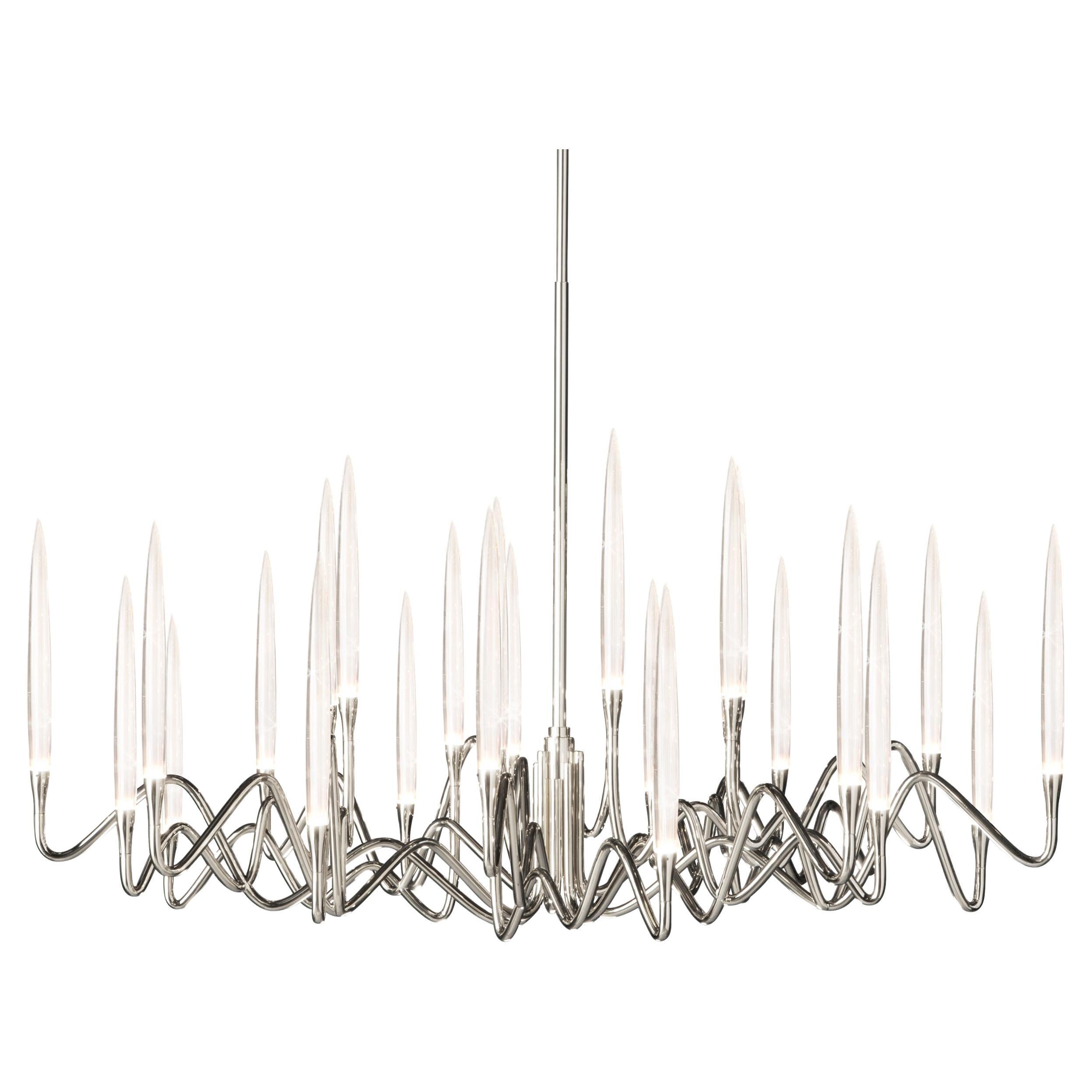 "Il Pezzo 3 Round Chandelier" - diameter 120cm/47" - nickel - crystal - LEDs For Sale