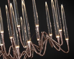 "Il Pezzo 3 Araña Redonda" - diámetro 85cm/33.4" - bronce - cristal - LEDs