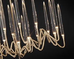 "Il Pezzo 3 Round Chandelier" - diámetro 85cm/33.4" - latón satinado - cristal