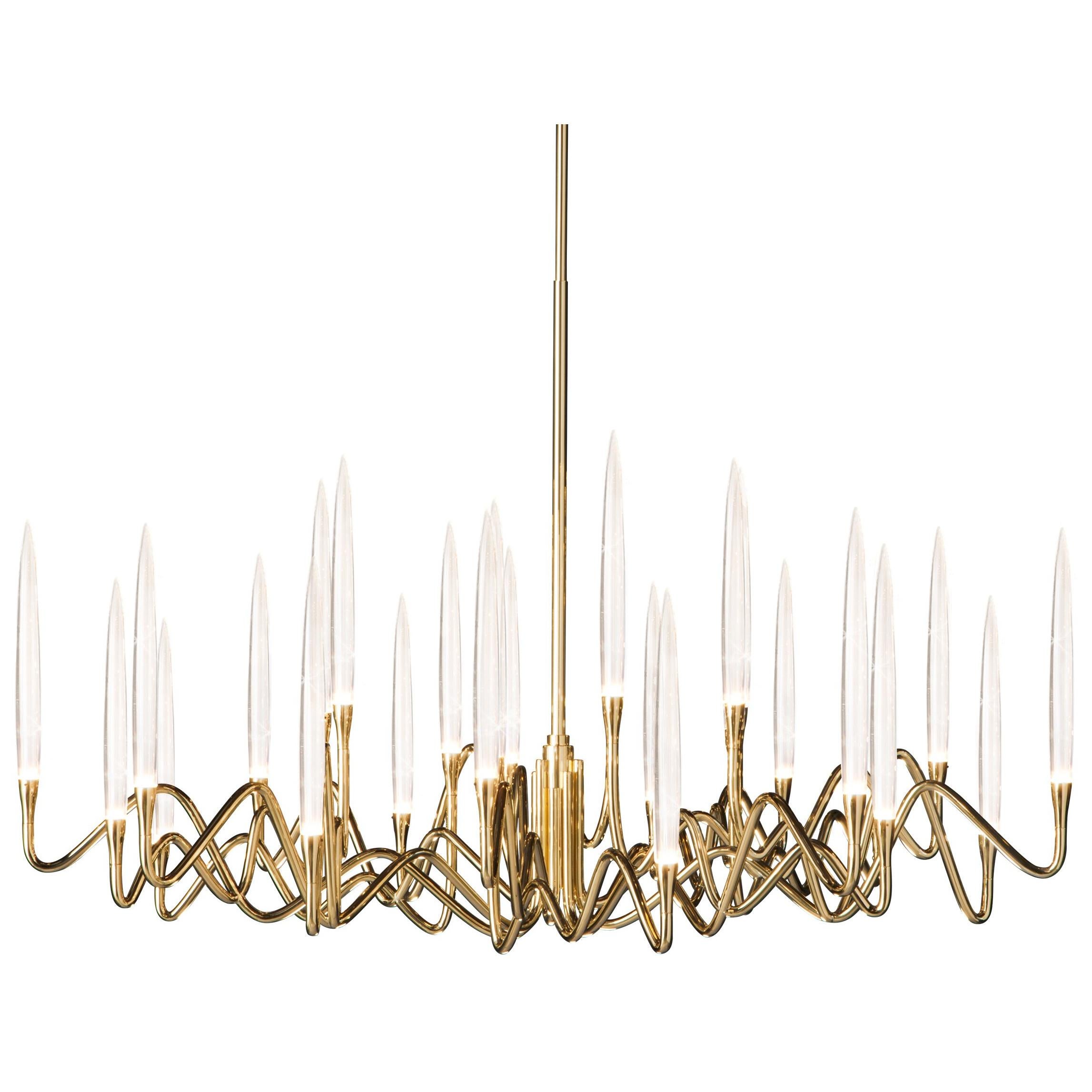 "Il Pezzo 3 Round Chandelier" - diameter 120cm/47" - gold finish brass - crystal