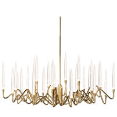 "Il Pezzo 3 Round Chandelier" in Gold Plated Structure, Large Size