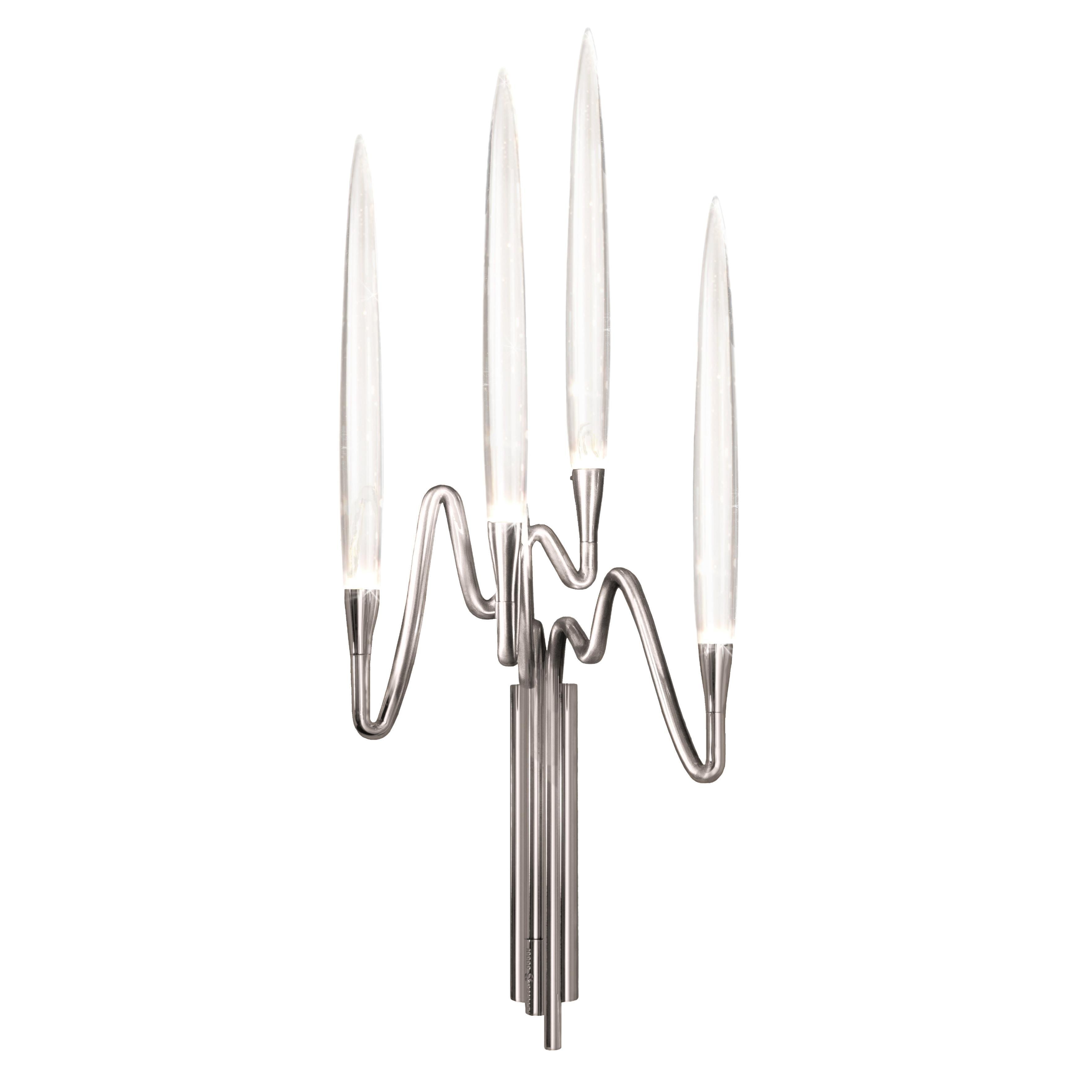 "Il Pezzo 3 Wall Sconce" - width 27cm/10.3" - nickel - crystal - LEDs For Sale