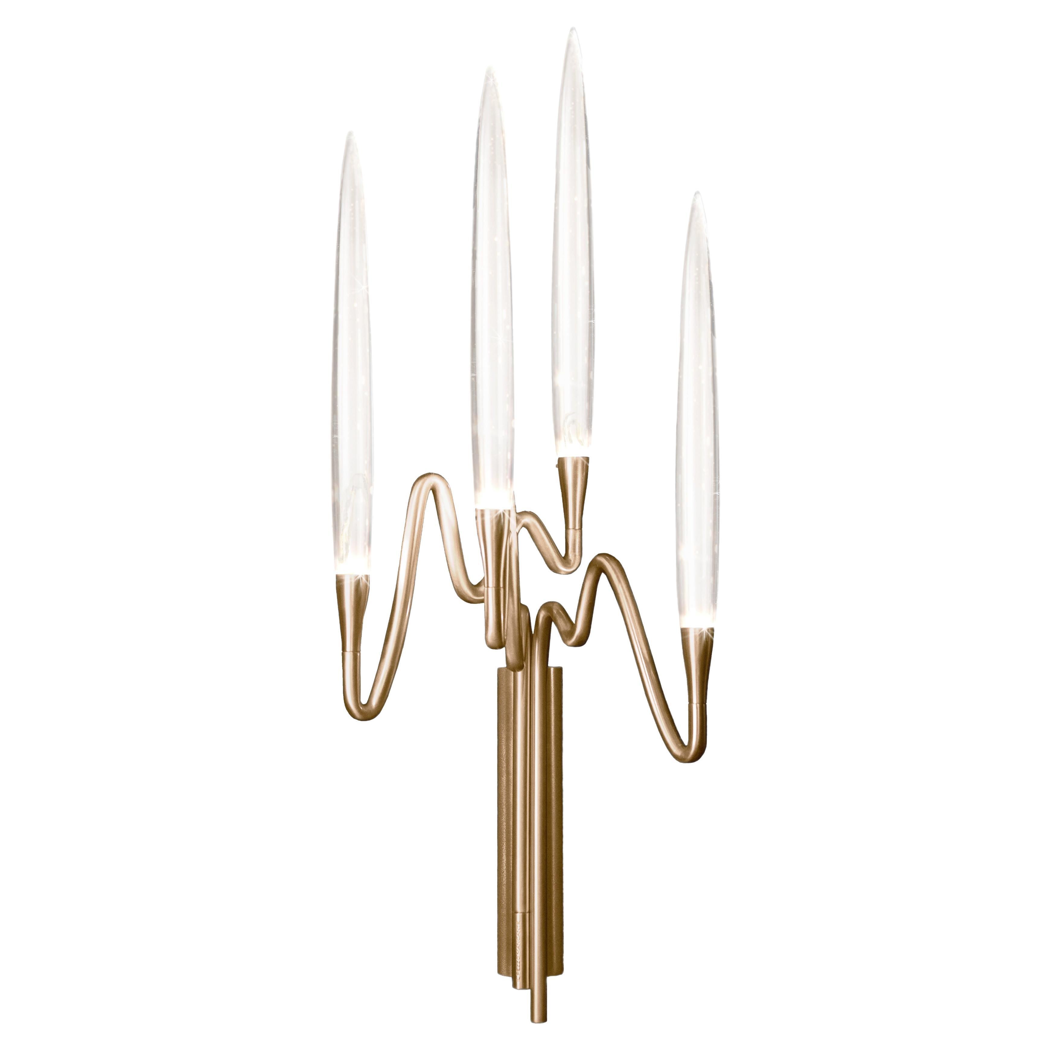 "Il Pezzo 3 Wall Sconce" - width 27cm/10.3" - satin brass - crystal - LEDs For Sale