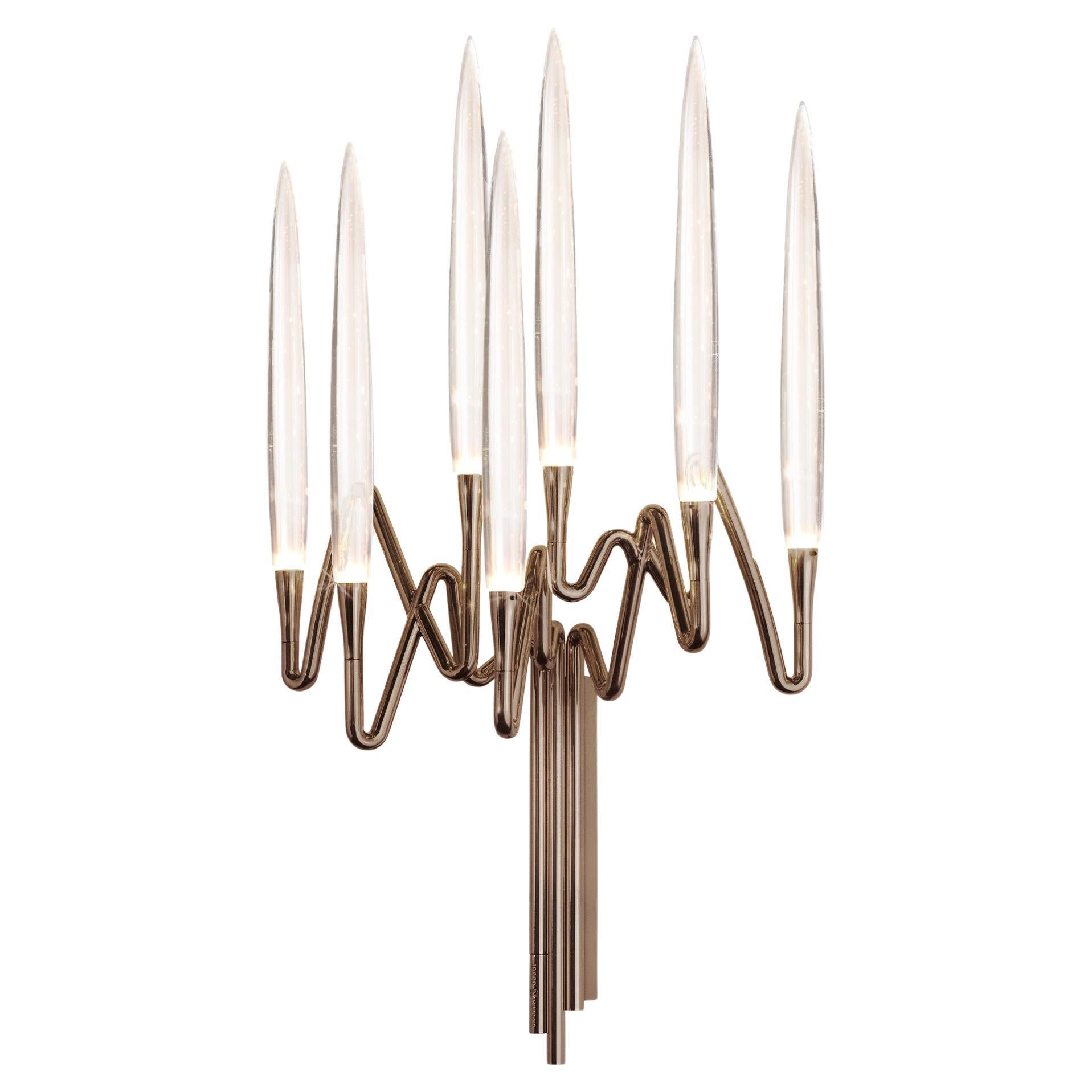 "Il Pezzo 3 Wall Sconce" - width 39cm/15.3" - bronze - crystal - LEDs For Sale
