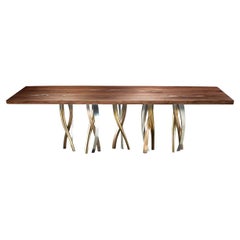 "Il Pezzo 8 Table" dining table with live edge solid walnut top - casting base
