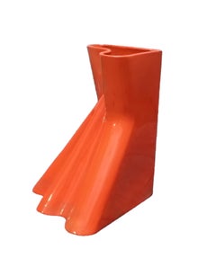 The Woodpecker Orange Ceramic Umbrella Stand, Italy 1970s