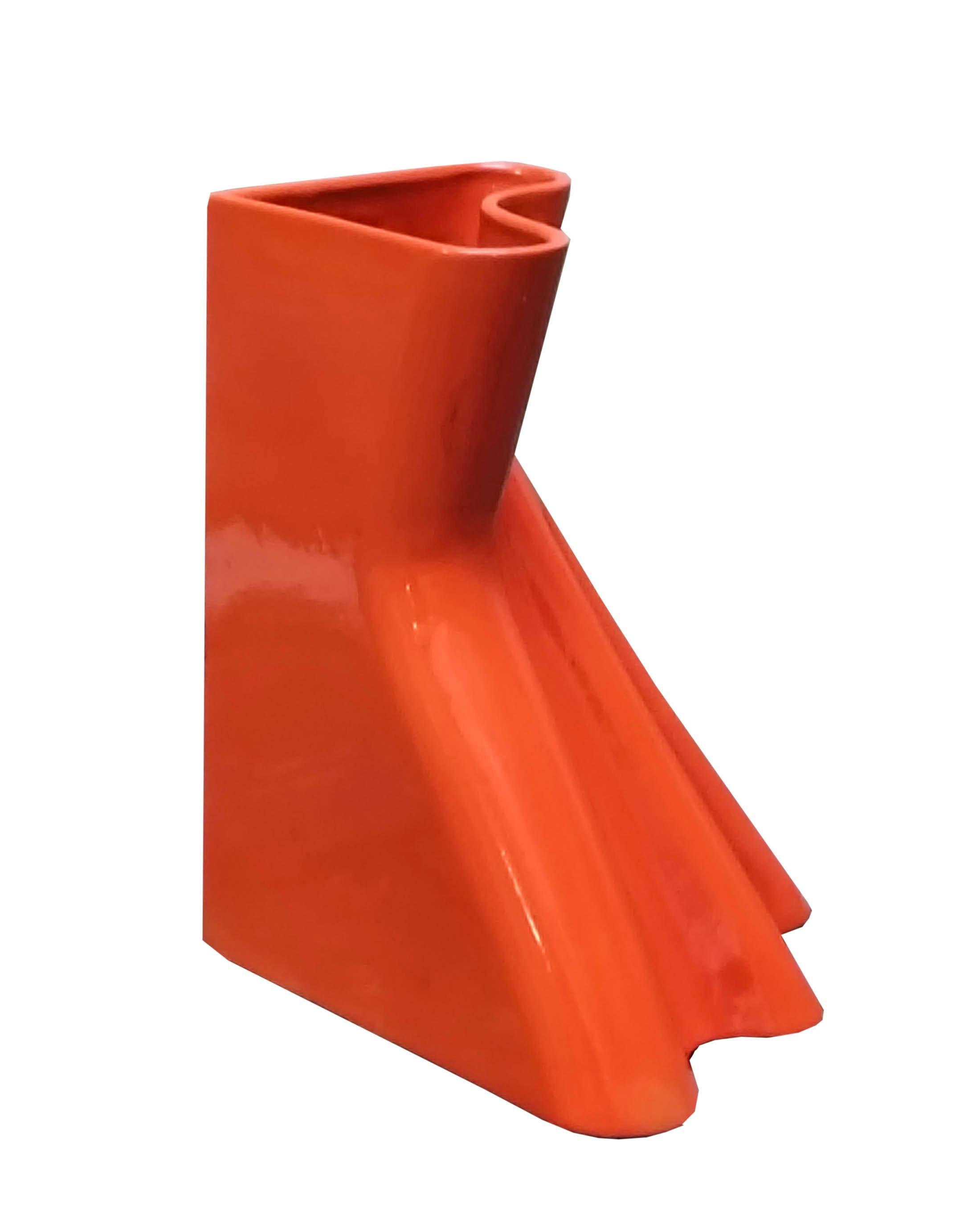 Mid-Century moderno Il Picchio Portaombrelli in Ceramica Arancio, Italia 1970s in vendita