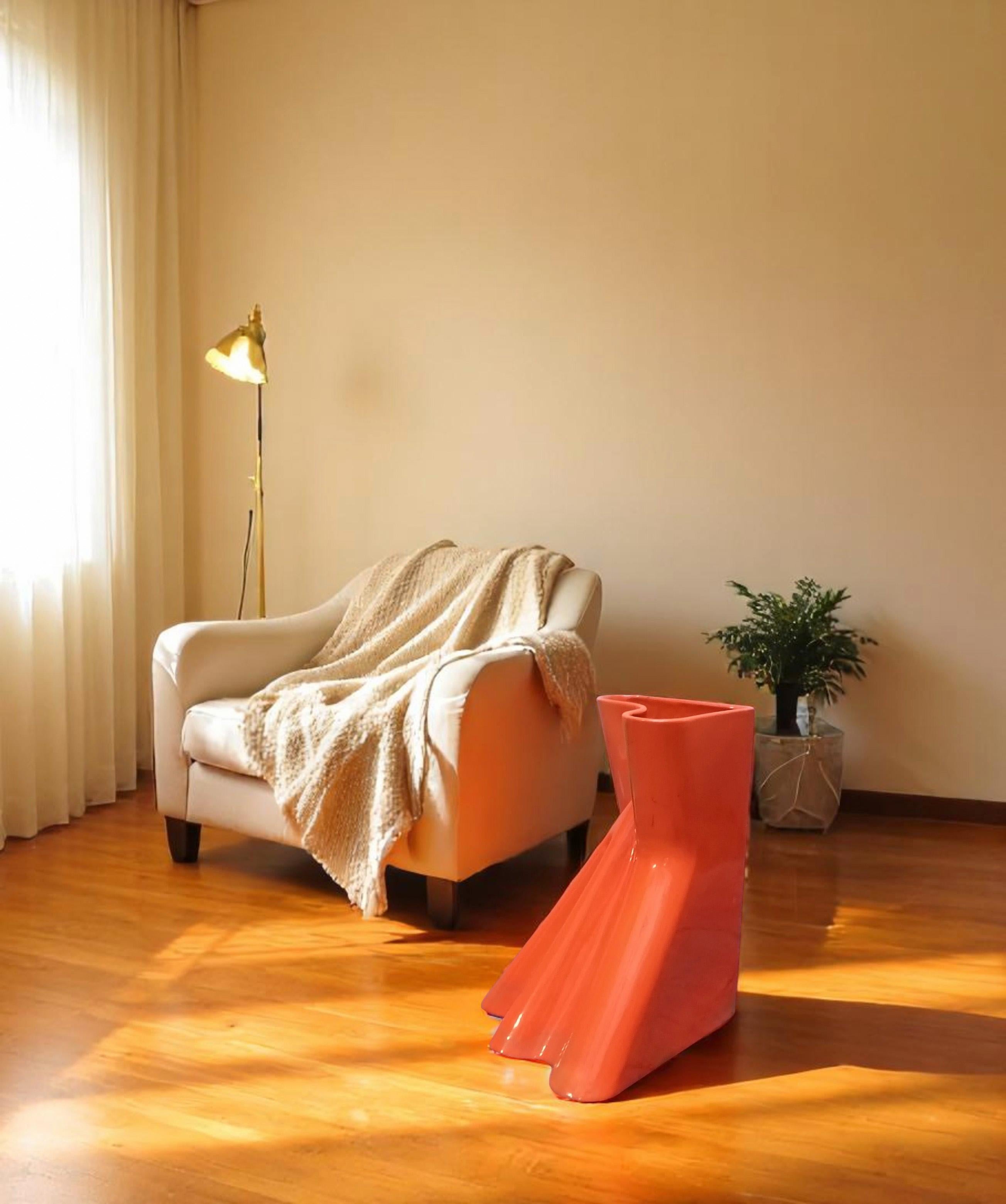 Il Picchio Portaombrelli in Ceramica Arancio, Italia 1970s in vendita 1