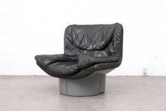 Il Poltrone Lounge Chair by Comfort, Dark Gray Leather, 1973