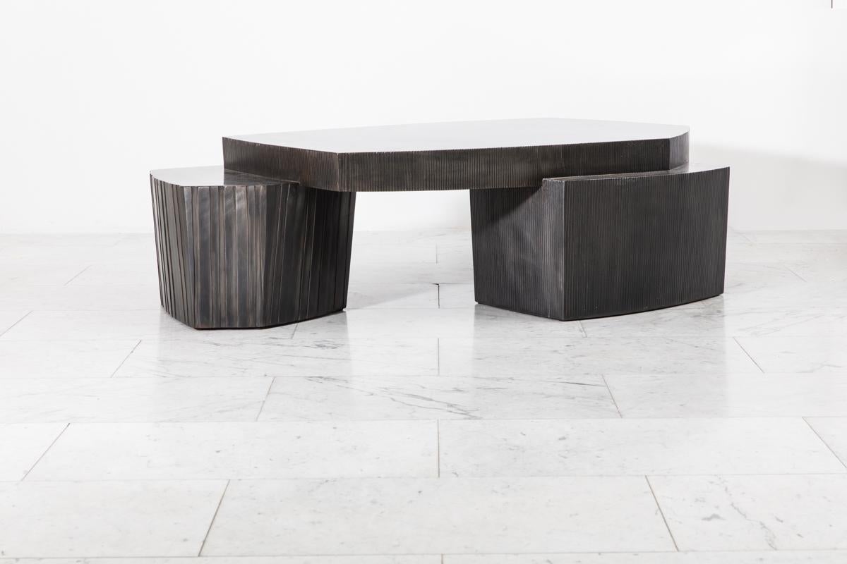 The Il Ponte low table I (The Bridge) was inspired by Constructivism and Frank Lloyd Wright’s cantilevered homes, Gary Magakis channels architectural elements in his work. Though the table’s geometric sections appear to have sharp edges, they are