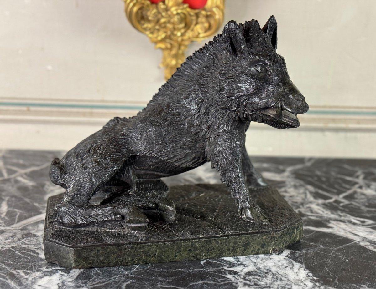 Il Porcelino d'après Pietro Tacca, sculpture en marbre serpentin vert, Italie 19e en vente 4