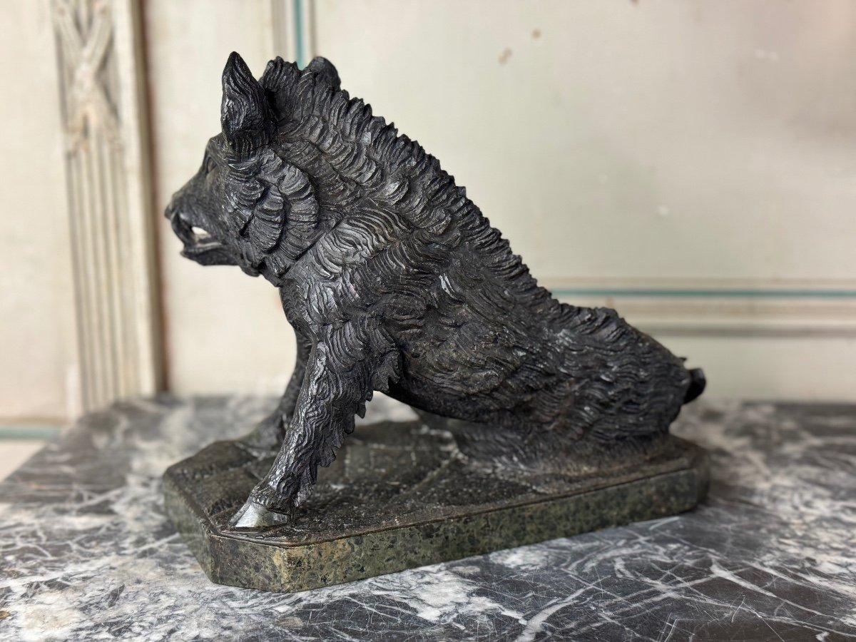 Grec classique Il Porcelino d'après Pietro Tacca, sculpture en marbre serpentin vert, Italie 19e en vente