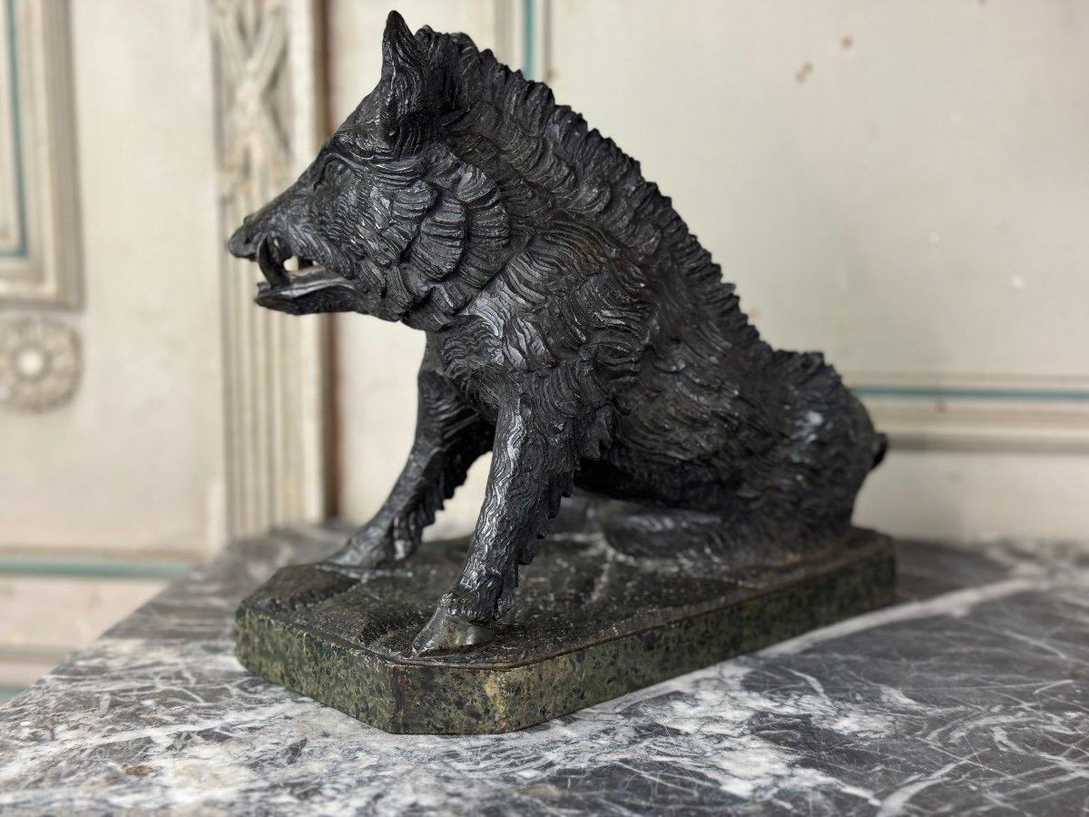 Il Porcelino d'après Pietro Tacca, sculpture en marbre serpentin vert, Italie 19e Excellent état - En vente à Honnelles, WHT