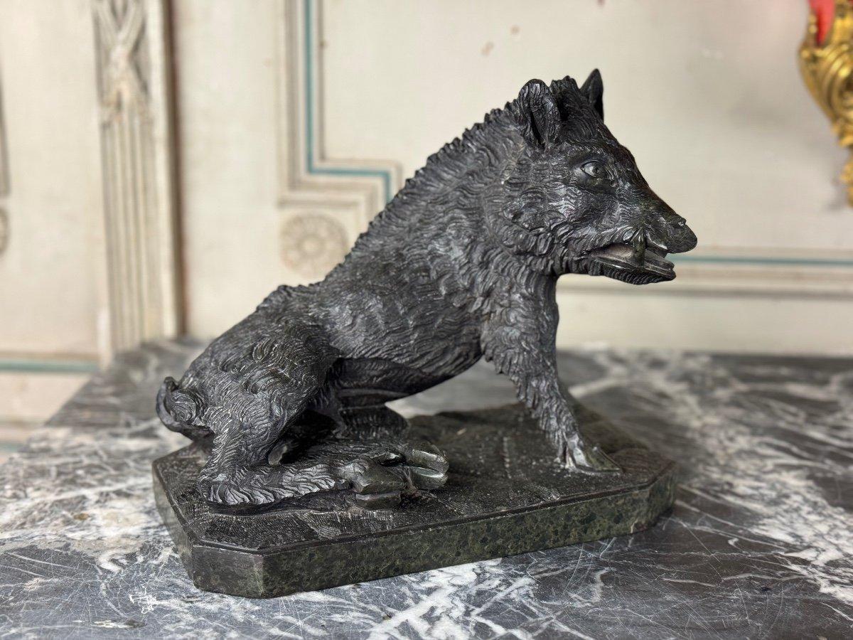 XIXe siècle Il Porcelino d'après Pietro Tacca, sculpture en marbre serpentin vert, Italie 19e en vente