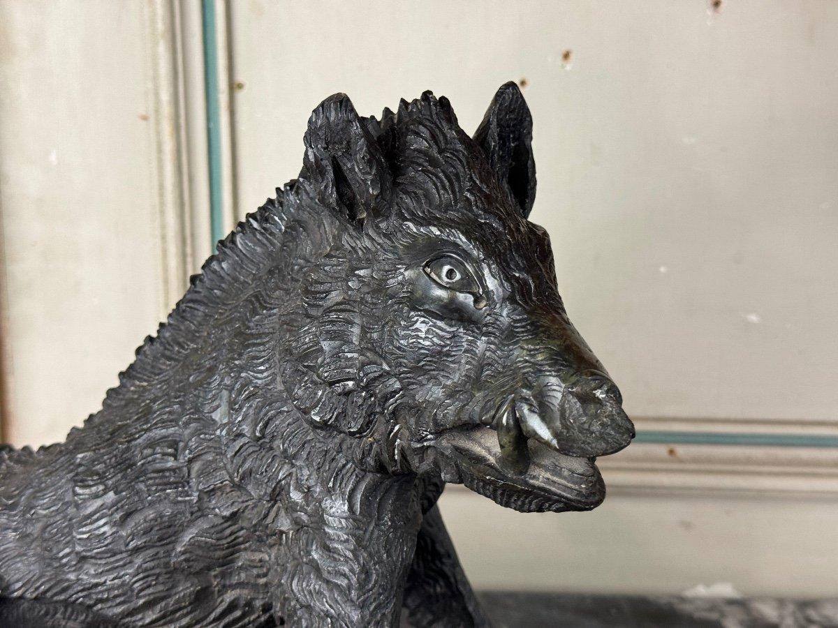 Il Porcelino d'après Pietro Tacca, sculpture en marbre serpentin vert, Italie 19e en vente 2