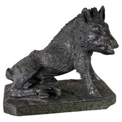 Il Porcelino según Pietro Tacca, Escultura de mármol verde serpentina, Italia XIX
