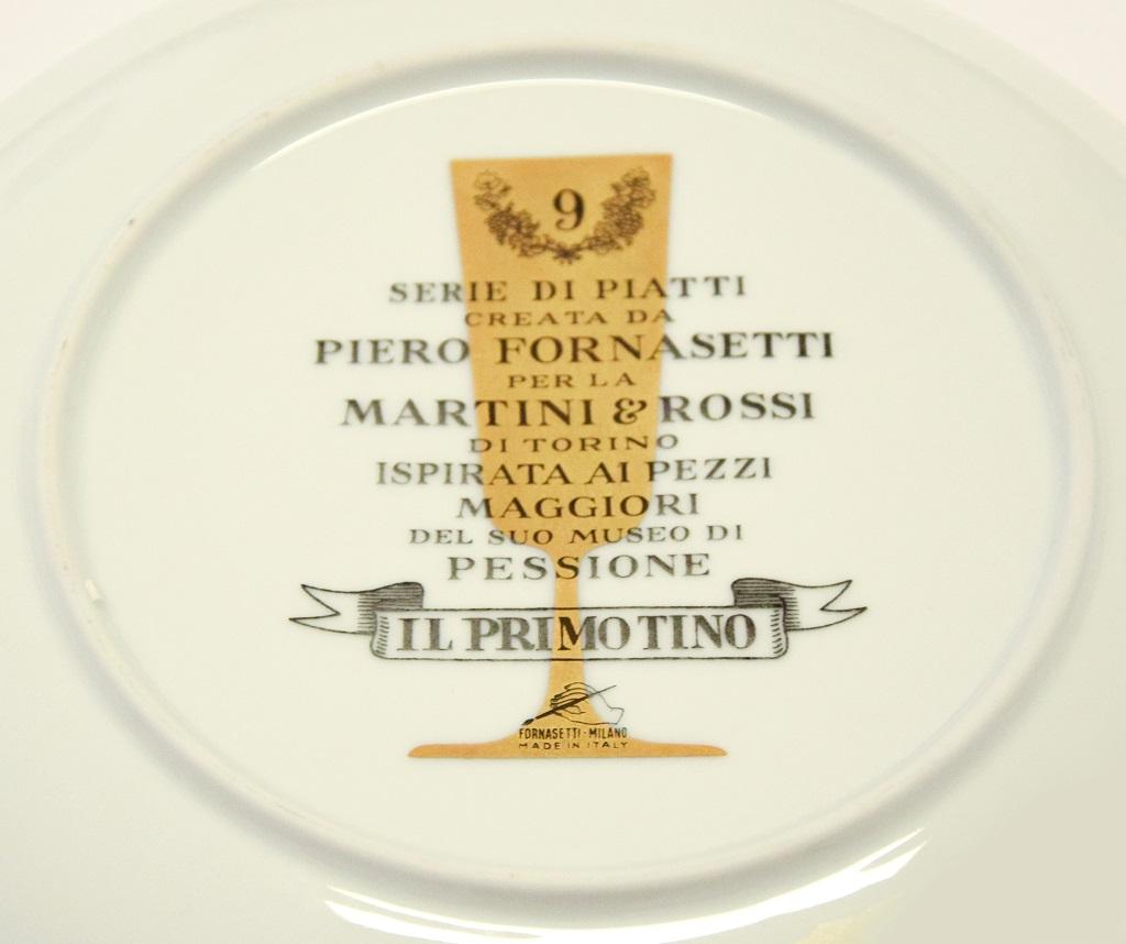 Italian Il Primo Tino Plate for Martini & Rossi, by P. Fornasetti, 1960s For Sale