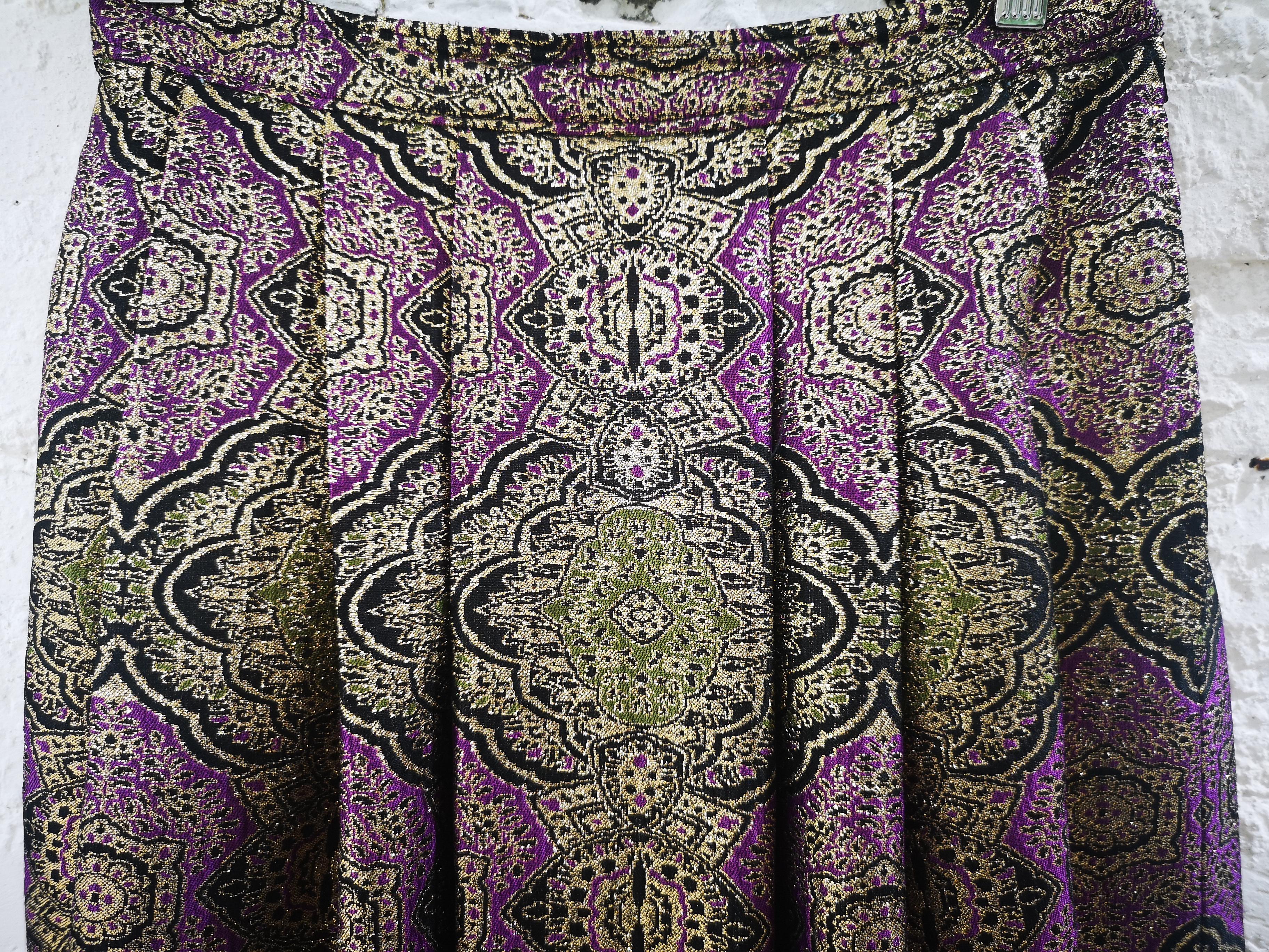 Black Il Quadrifoglio gold purple vintage skirt 