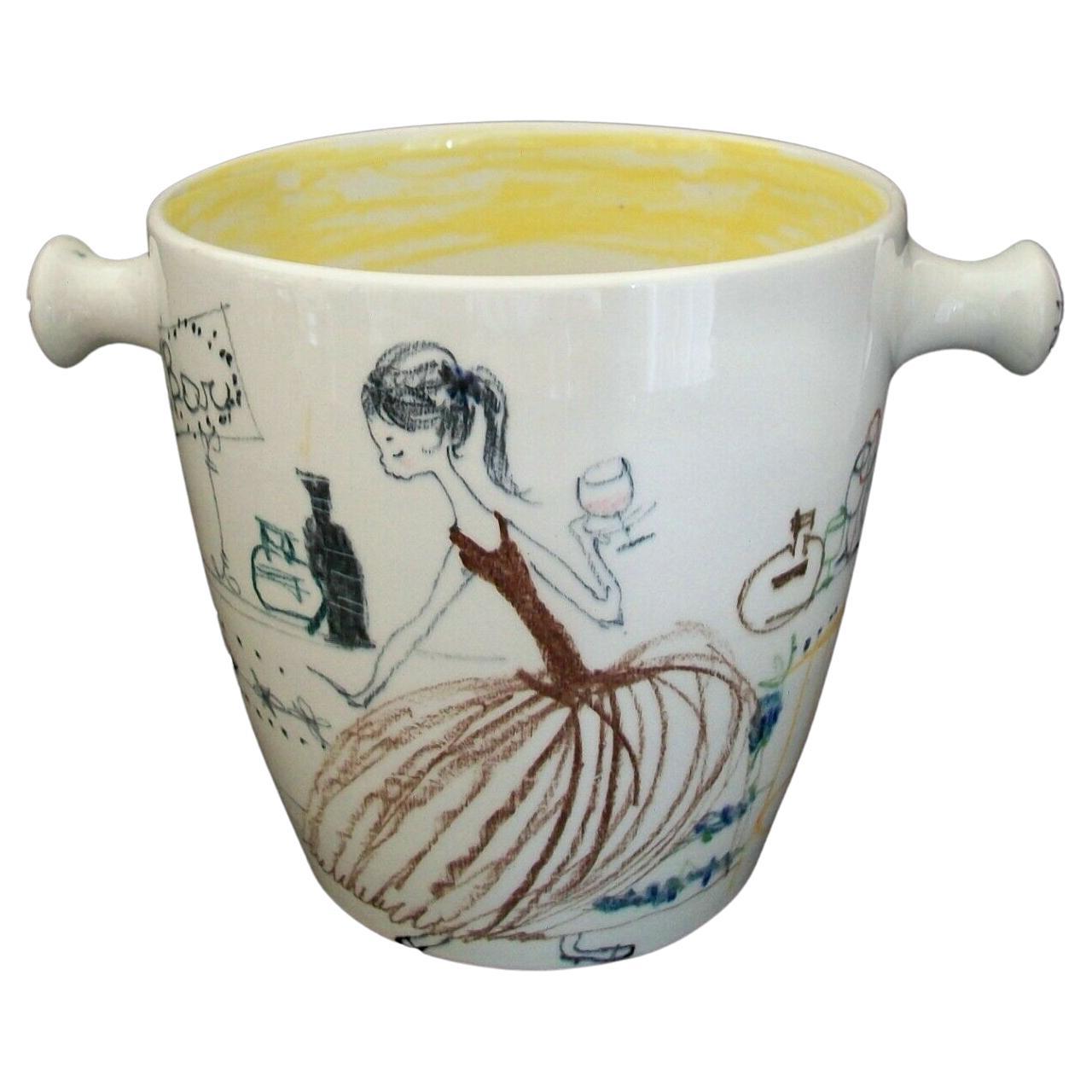 Il Quadrifoglio, Mid-Century Studio Ceramic Ice Bucket, Italy, circa 1958 For Sale