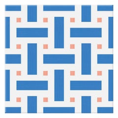 Il Saraceno Geometric Motif Coral And Blue Ceramic Tile
