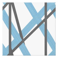 Il Saraceno Geometric Motif Light Blue and Dark Gray Ceramic Tile