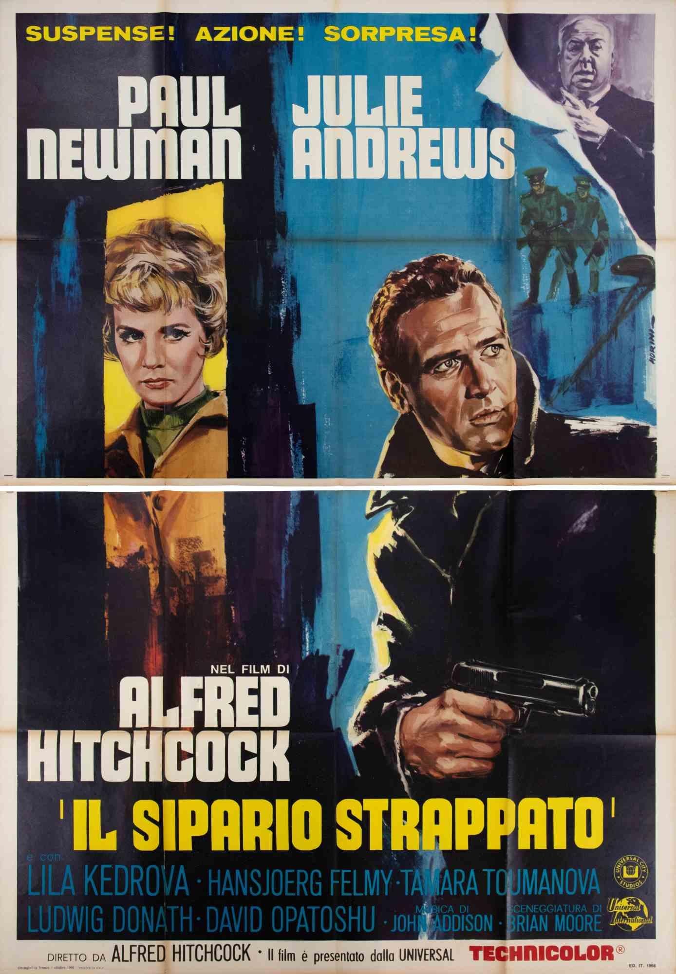 Cartel Vintage.

Dirigida por Alfred Hitchcock, protagonizada por Paul Newman y Julie Andrews. Dinámica obra de arte pintada, firmada por Sandro Symeoni. Doblada. Estado: B+, colores fuertes, con pliegues estándar y ligera desalineación en la unión.