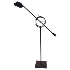 Vintage "IL TEMPO" Floor Lamp  210 Cm Relco Italia - Matt Black Lacquered Steel 1955 