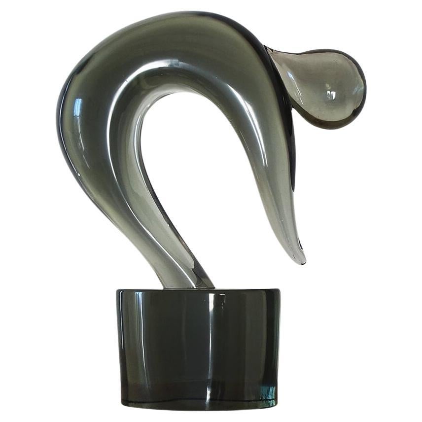 Hand-blown Murano Glass Grey Sculpture Signed by Loredano Rosin '1936-1992' For Sale