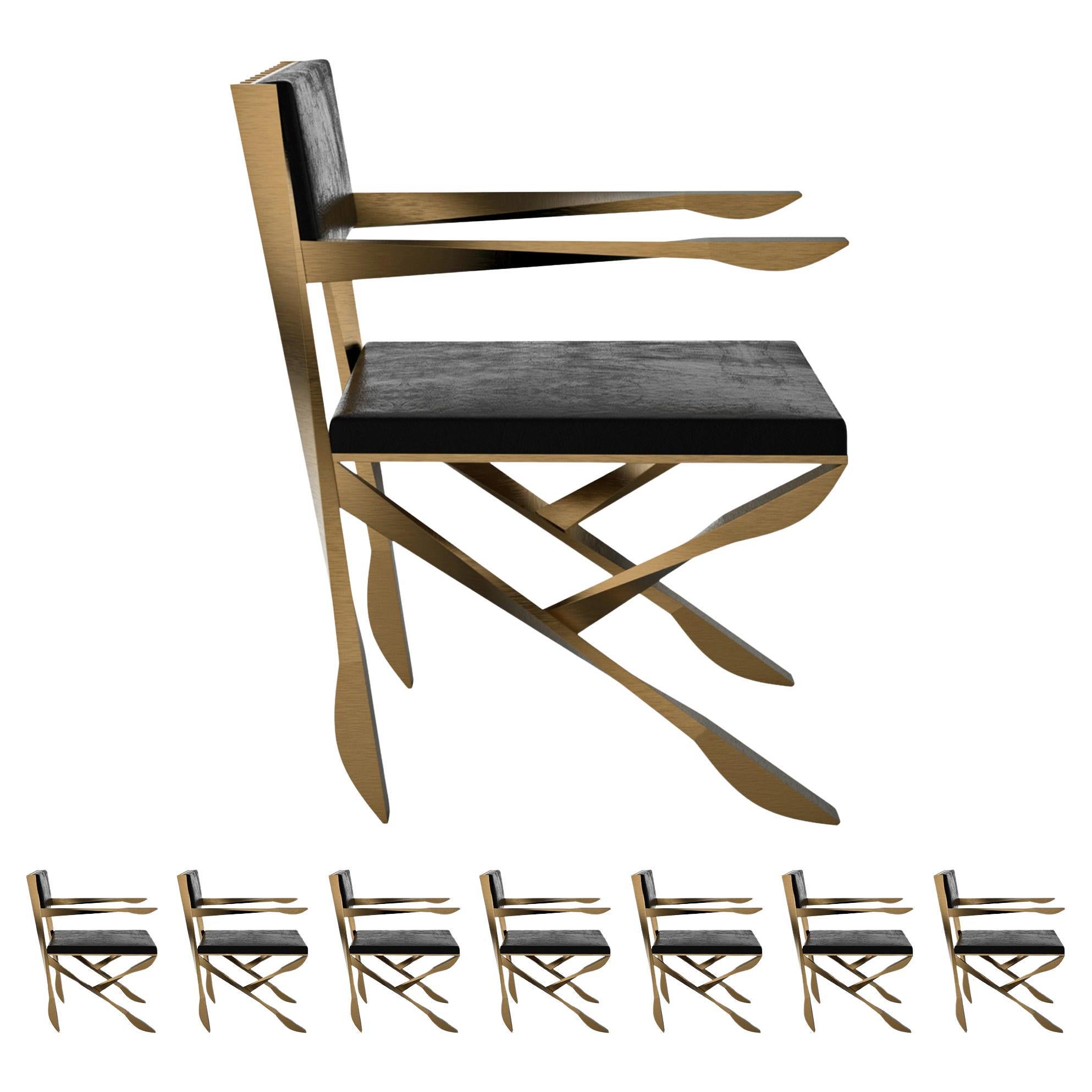 Chaise "il Vento", ensemble de huit, en bronze patiné, Istanbul