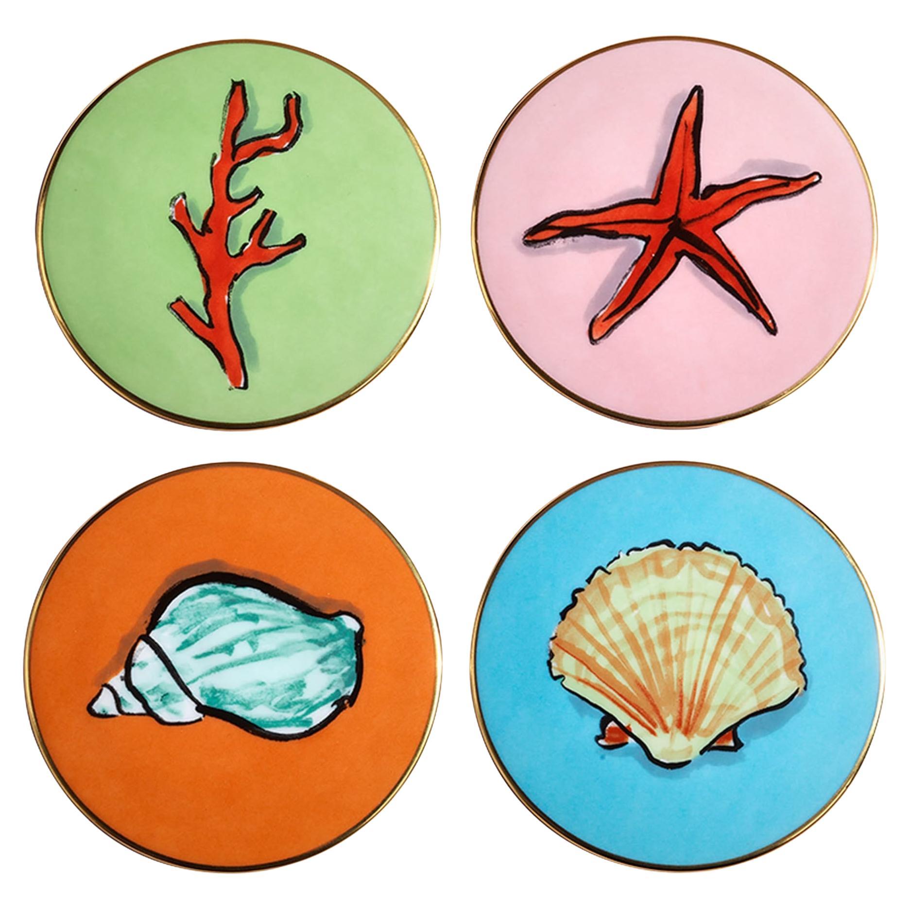 Ensemble de 4 sous-verres Il Viaggio di Nettuno de Luke Edward Hall