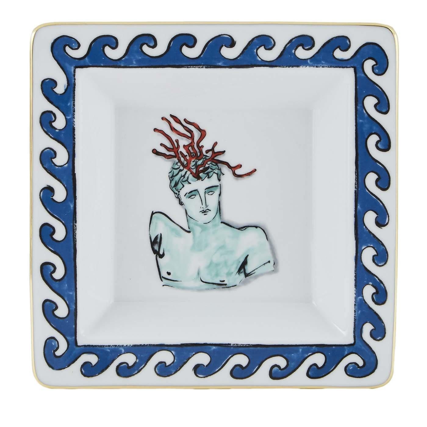 Porcelaine Vide-poche carrée Il Viaggio di Nettuno de Luke Edward Hall par GINORI 1735 en vente