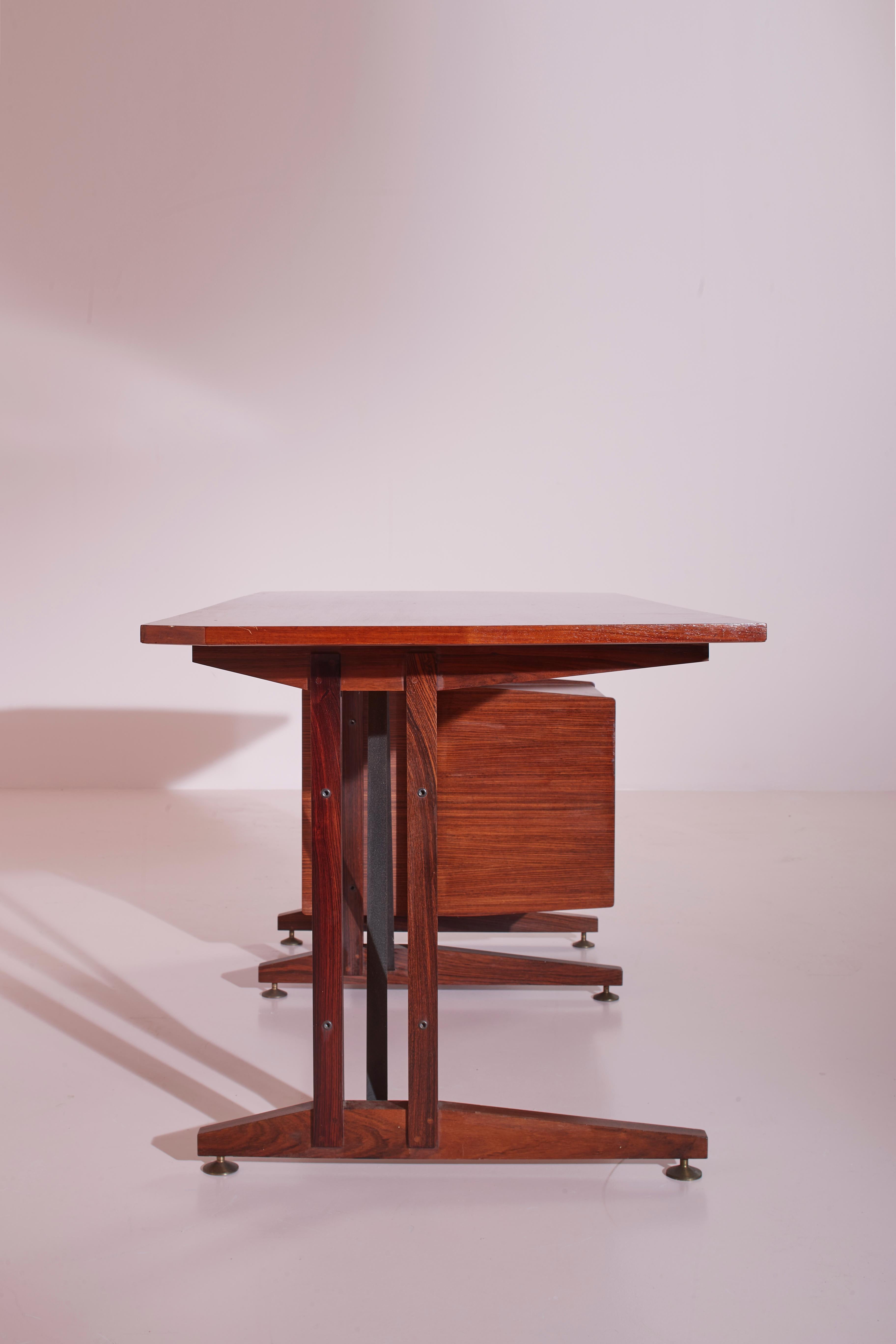 ILA (Industria Lombarda Arredamenti) teak and metal desk model Ss34, Italy, 1959 For Sale 1