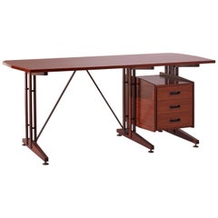 Scrivania ILA (Industria Lombarda Arredamenti) in teak e metallo modello Ss34, Italia, 1959