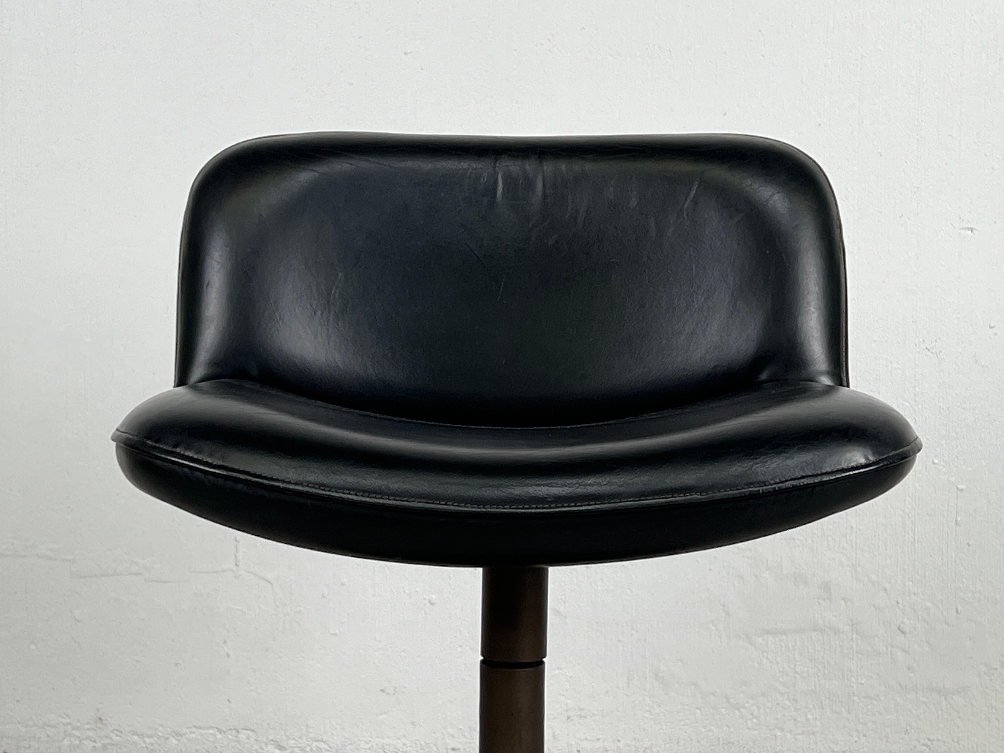 Leather Ilamari Tapiovaara Swiveling Stool / Chair For Sale