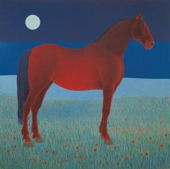 Cavallo rosso , 70x70cm, stampa su tela. Edizione 20 pezzi.