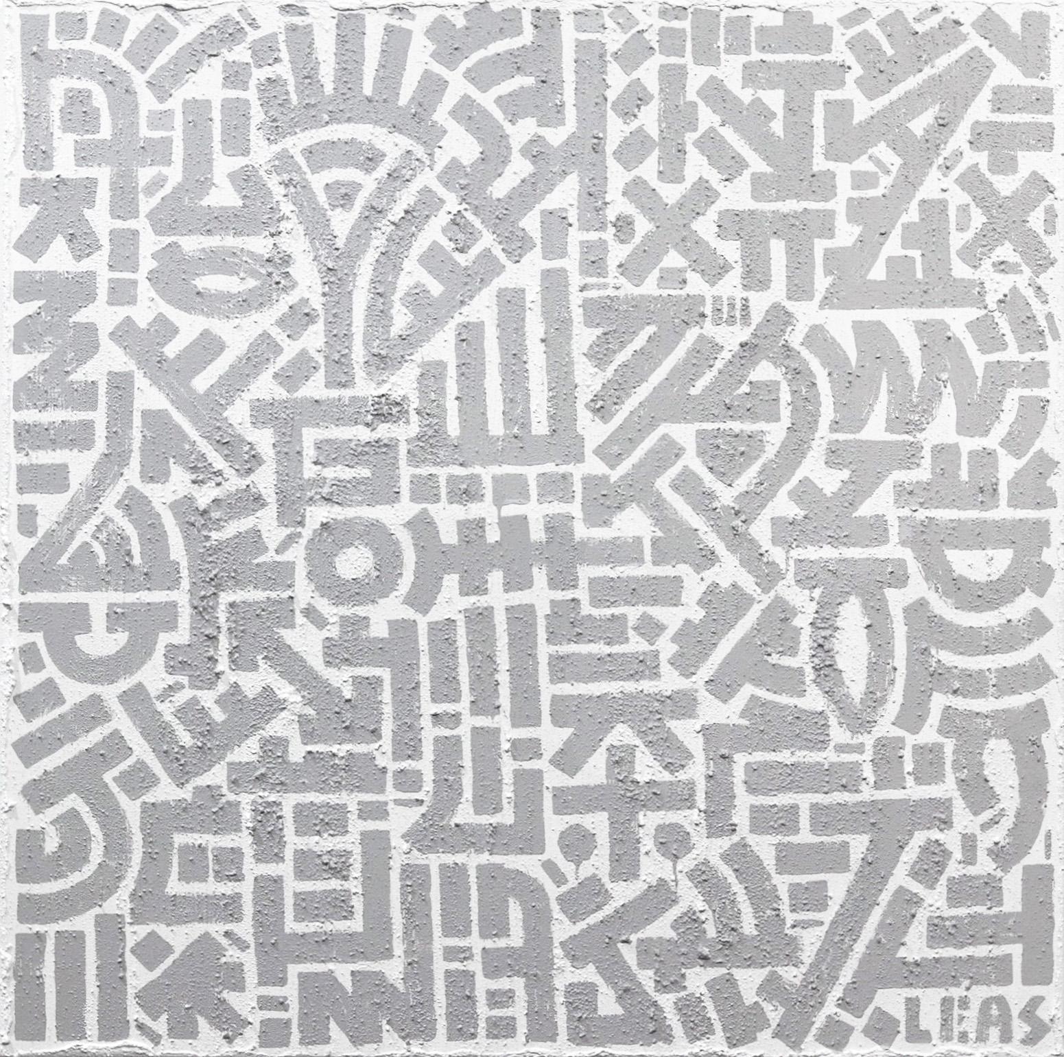 In Connexion - Obra de Arte Original Line Geometrick Óleo sobre Lienzo Monocromo