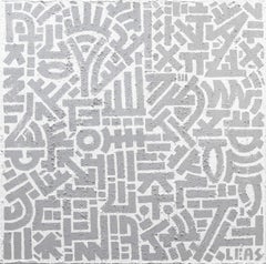 In Connexion - Obra de Arte Original Line Geometrick Óleo sobre Lienzo Monocromo