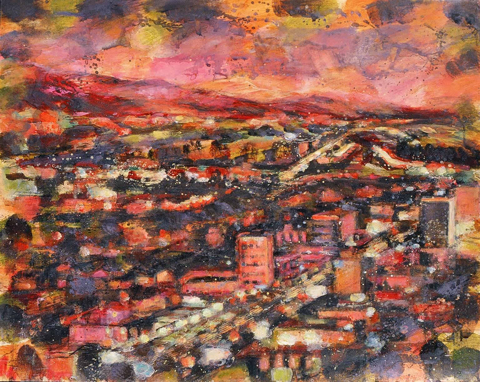 Landscape Painting Ilana Bloch - Au-dessus de Ventura Boulevard