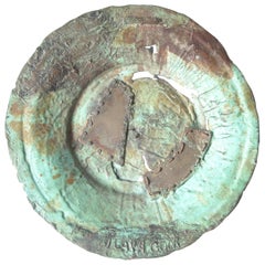 Bronze Ilana Goor, grande assiette ou assiette de présentation patinée vert-de-gris, signée