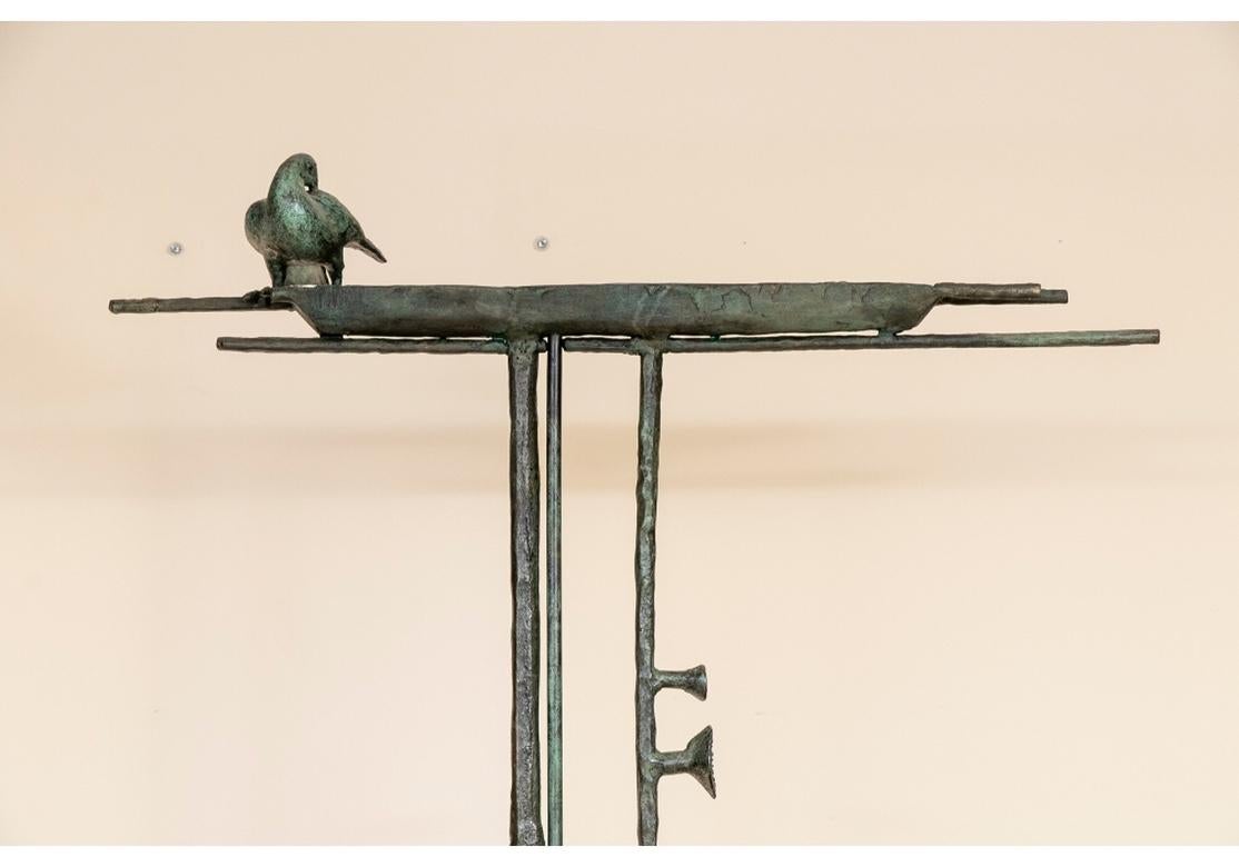 A rare and extraordinary signed bronze Torchere Lamp designed by renowned Israeli artist Ilana Goor. Ms. Goor’s sought after sculptures and other artworks may be found in many International collections as well as the Ilana Goor Museum in Jaffa,