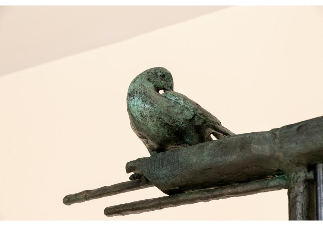 20th Century Ilana Goor Bronze Perching Bird Torchere