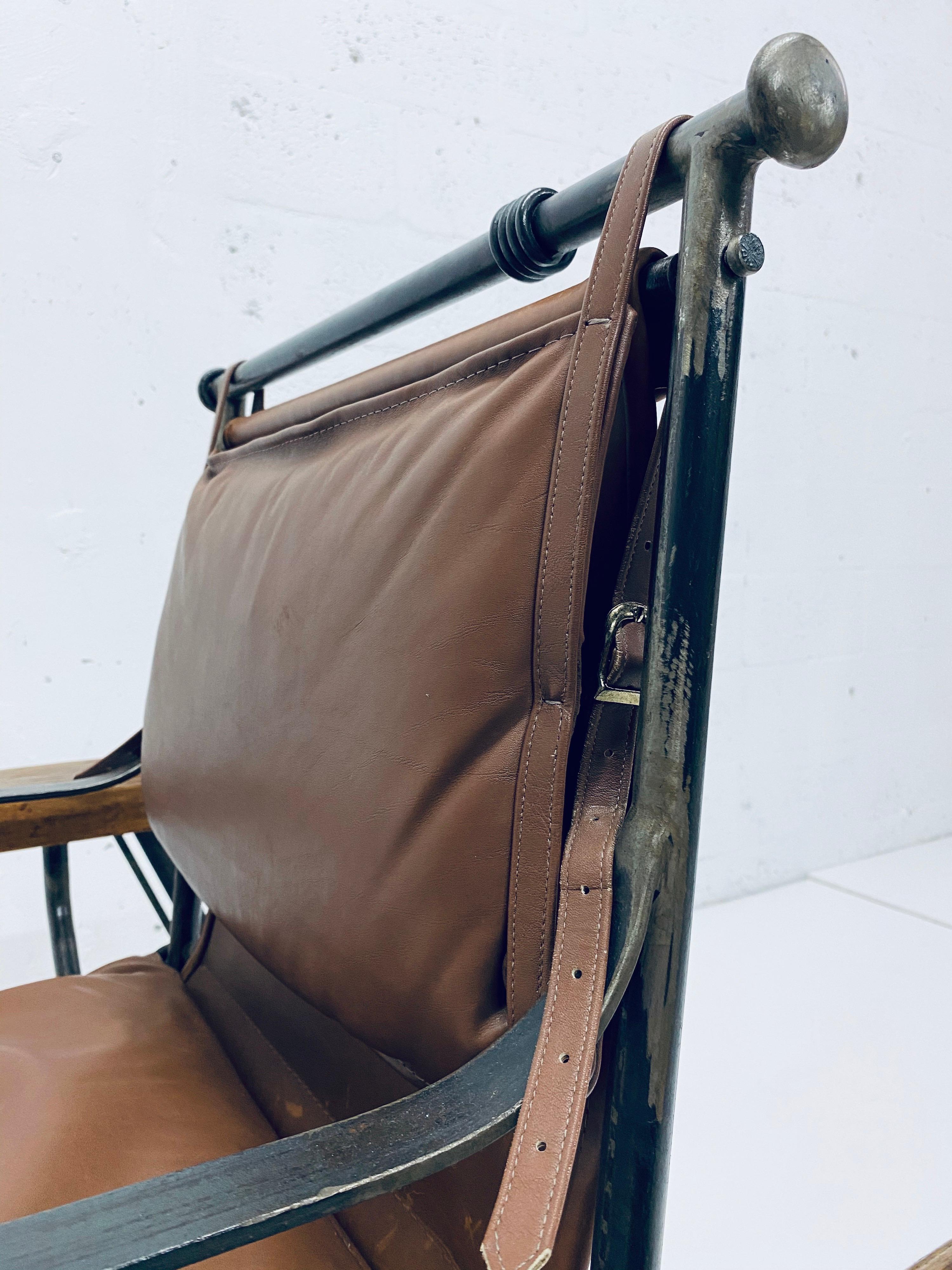 Ilana Goor Brown Leather and Iron Glide Lounge Chair, 1970s 11